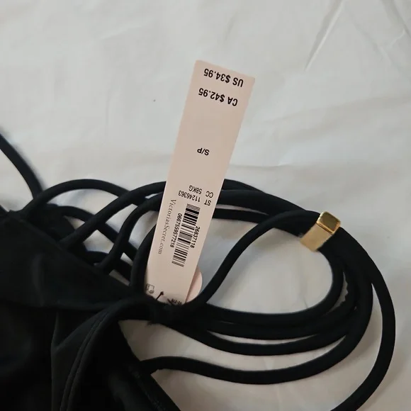 NWT Victoria Secret Black Strappy Bikini Set Top Size M Bottoms size S - Picture 15 of 17